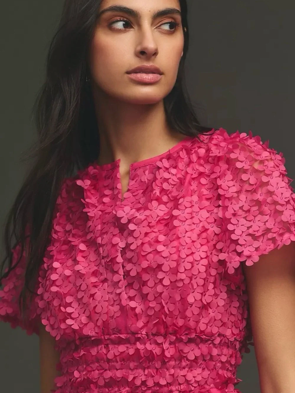 NWT Anthropologie Pink Somerset Floral Appliqué Mini Dress  XLP Stunning! - Picture 3 of 8